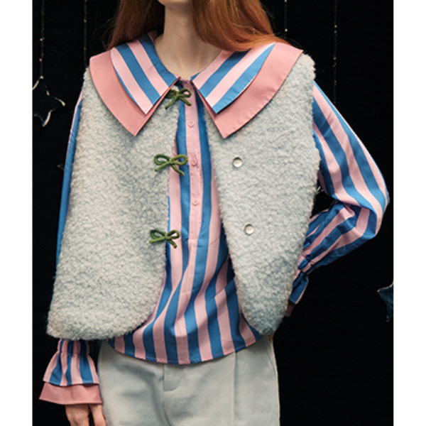 ダブルカラーストライプルーズシャツ  Z00011