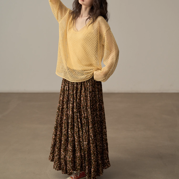 【4color】メッシュオーバーサイズニットトップ《Z00998》