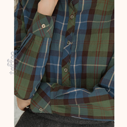 スタンドカラーボタンダウンチェックシャツ　 《Z00707》