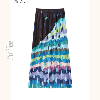 【8pattern】マルチカラーロングプリーツスカート《Z01068》