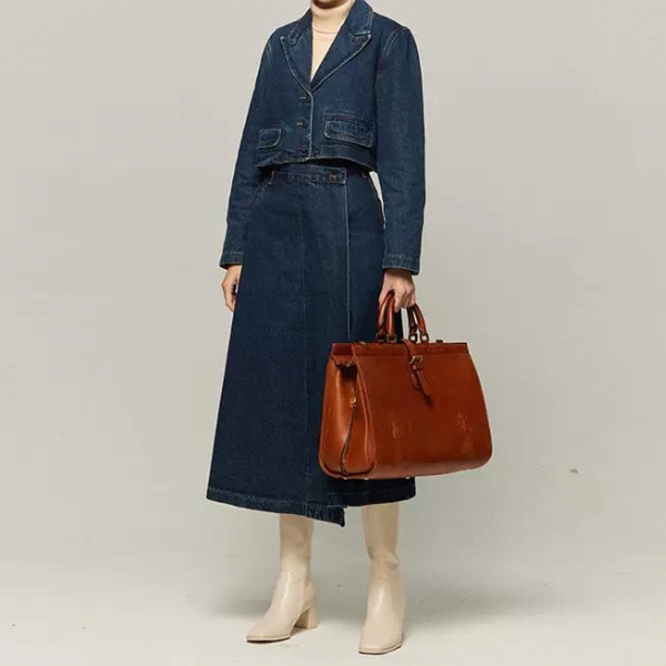 クロップドジャケットデニムセットアップ w-119