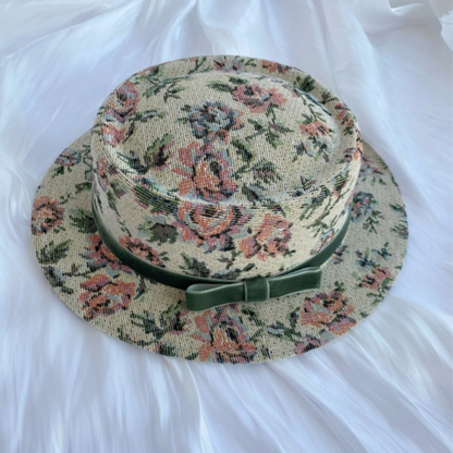 【3color】ゴブラン織り花柄ヴィンテージハット Z00058