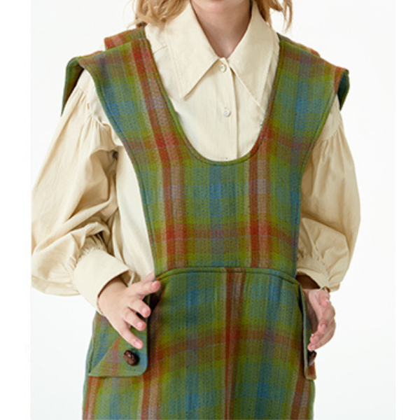 チェックパターンサスペンダースカート X-448