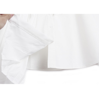 【2color】ラペルプリーツシャツ X-350