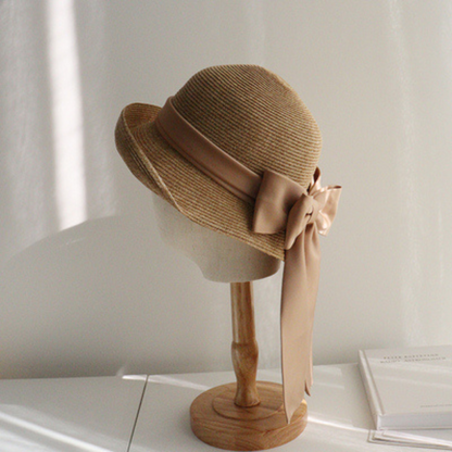 【4color】ビッグリボンストローハット X-067