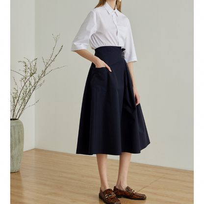 【2color】アシンメトリーベルテッドスカート X-122