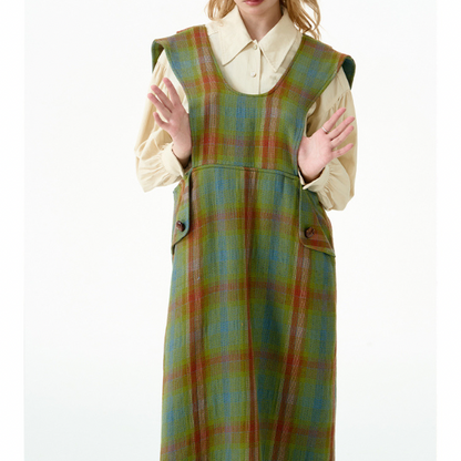 チェックパターンサスペンダースカート X-448