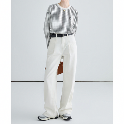 斜めストライプカットソー X-293