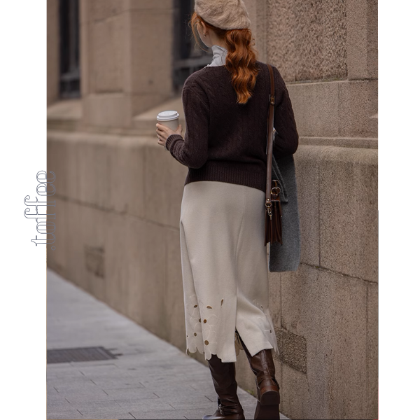 【2color】花柄レースAラインミディ丈スカート《Z00859》