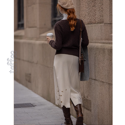 【2color】花柄レースAラインミディ丈スカート《Z00859》