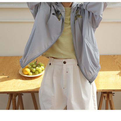 【2color】お花モチーフの中空フードジャケット　Z00353