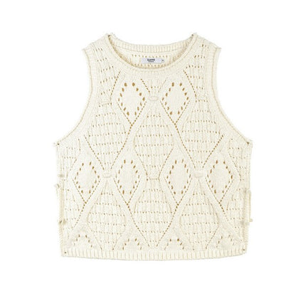透かし編みノースリーブニットトップ Z00384
