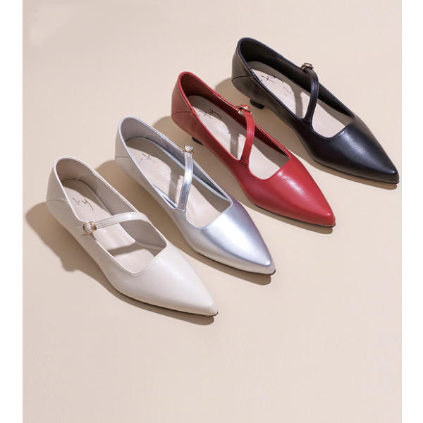【４color】ポインテッドトゥバンドパンプス w-045