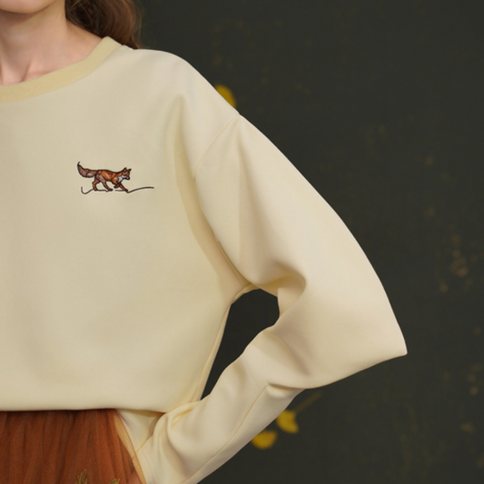 【２color】フォックス刺しゅうのバッグスリーブトップス AU-463