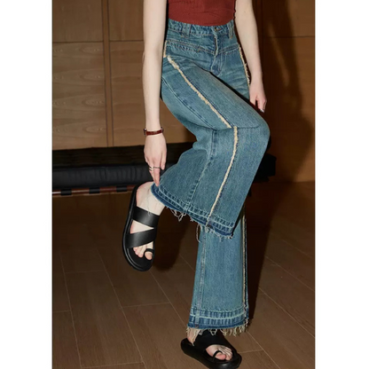 ハイウエストダメージデニムパンツ Z00231