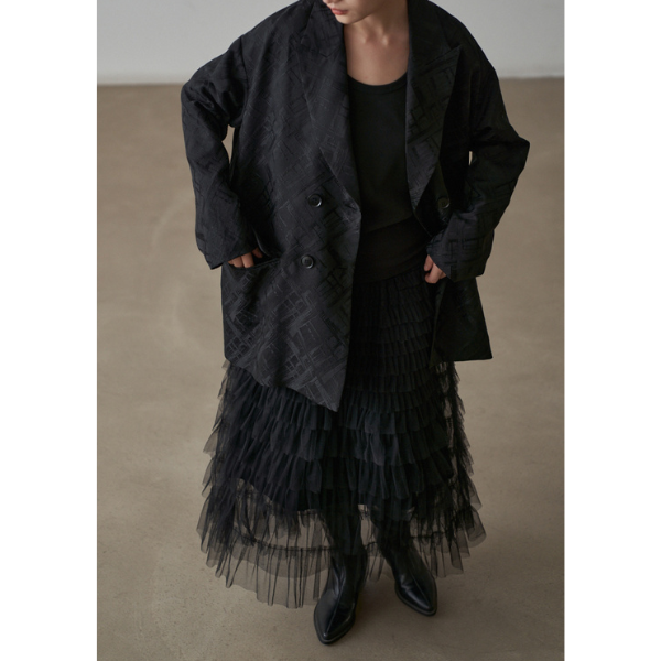 ダブルブレスミドル丈ルーズジャケット X-434