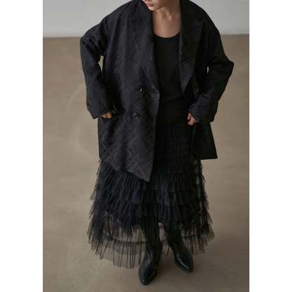 ダブルブレスミドル丈ルーズジャケット X-434