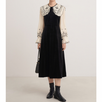 フレンチラペルエレガントワンピース w-166