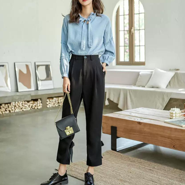 ハイウエストリボンパンツ X-054