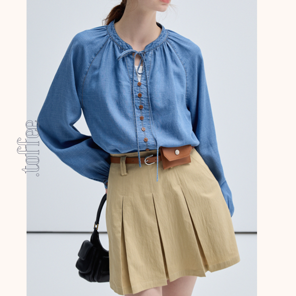 フロントリボンデニムシャツ　Z00458　