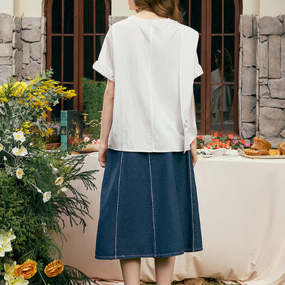 花柄刺繍デザインシャツ《Z00841》