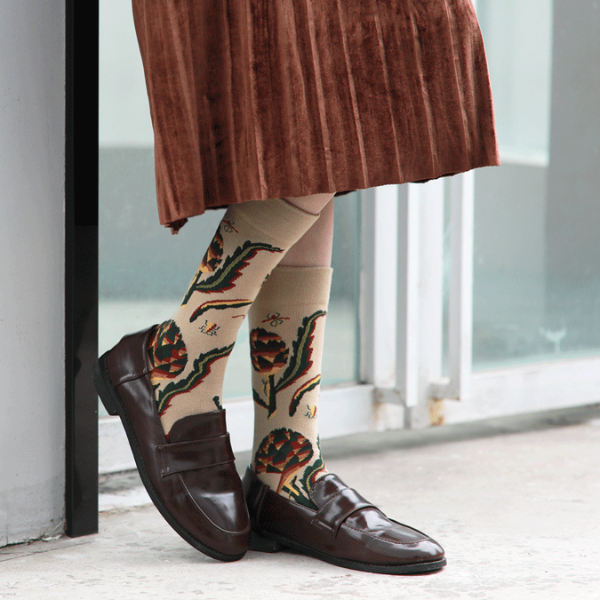 フラワーデザインソックス4ｐ w-080