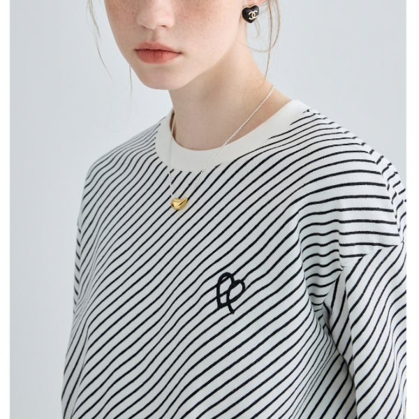 斜めストライプカットソー X-293