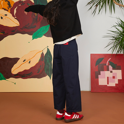 キャット刺繍コットンテーパードパンツ　《Z00697》