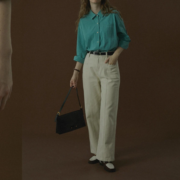 ハイウエストストレートデニムパンツ Z00043