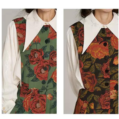 【２color】トータルフラワープリントジャンプスーツ w-042