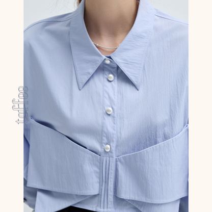 ビッグリボンブルーシャツ　Z00457