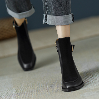 【3color】シームデザインベルテッドブーツ X-372