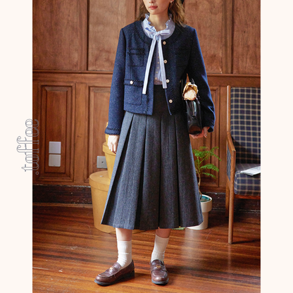 ミモレ丈ウールプリーツスカート　Z00563