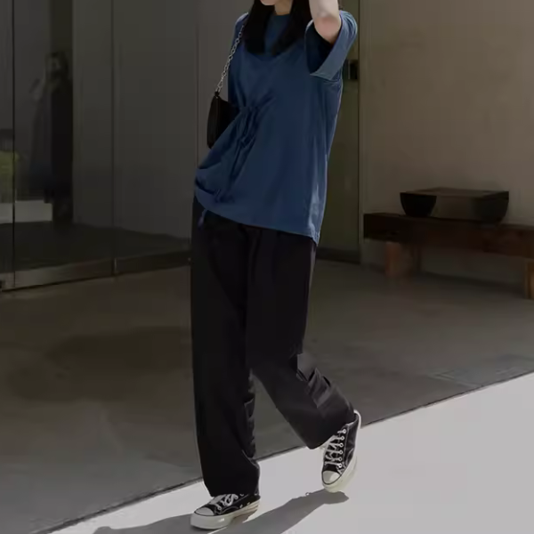 【2color】ウエストリボンTシャツ X1-009