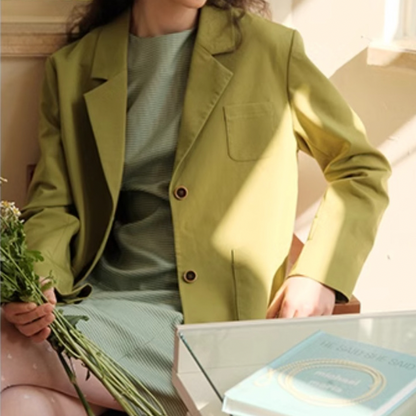 バジルグリーンルーズスーツジャケット Z00079