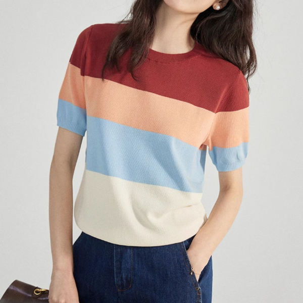 カラフルボーダーニットトップス Z00197