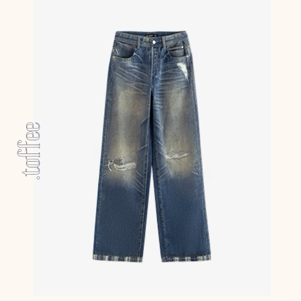 【4pattern】プリントストレートジーンズ《Z00929》