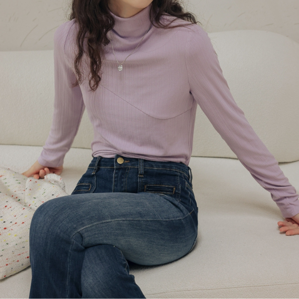 【2color】アシンメトリーカットデザイントップロングトップス X-423