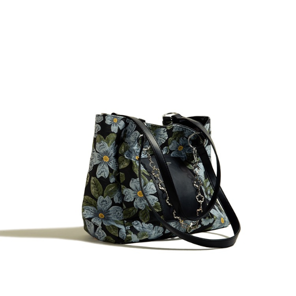 レトロフローラルプリントハンドバッグ AU-362