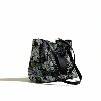 レトロフローラルプリントハンドバッグ AU-362