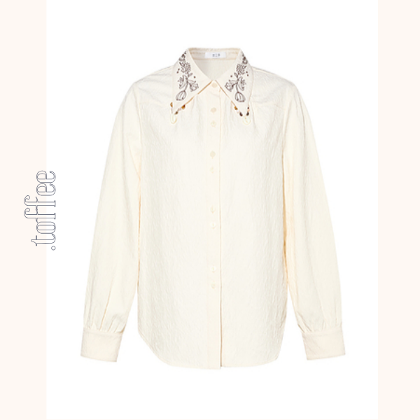 フラワー刺繡入りルーズシャツ　《Z00673》