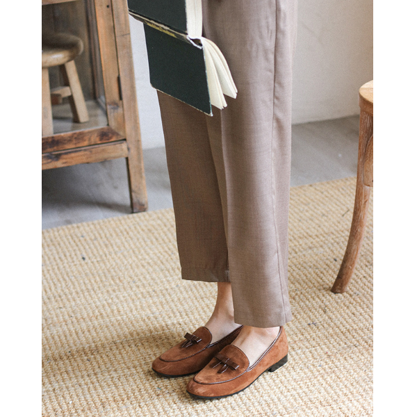 ハニーブラウンフラットレザーシューズ Z00148