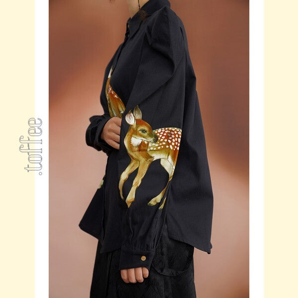 【2color】月明かりのバンビが踊る：オリエンタルな世界へ誘うブラウス C0185