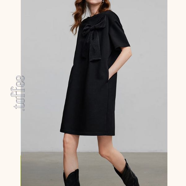 ビッグリボンデザインAラインミニ丈ワンピース《Z00931》