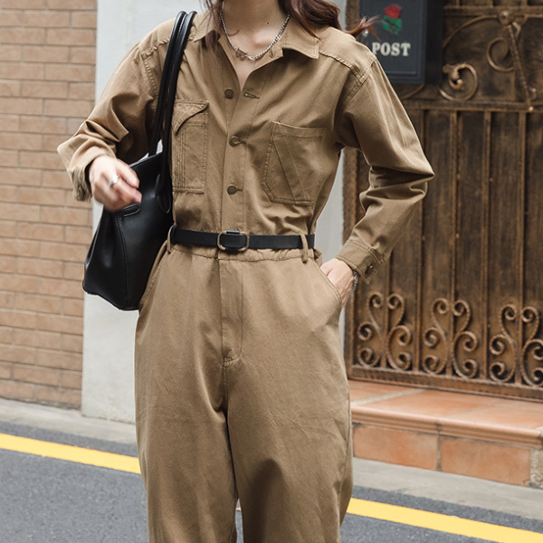 【２color】ウエストベルトメンズライクジャンプスーツ　AU-224