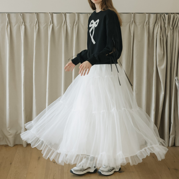 ラウンドネックリボンスウェットシャツ Z00138