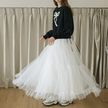 ラウンドネックリボンスウェットシャツ Z00138