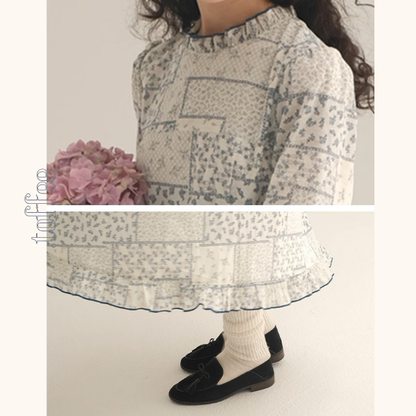 パッチワーク小花柄ロングワンピース《Z00986》