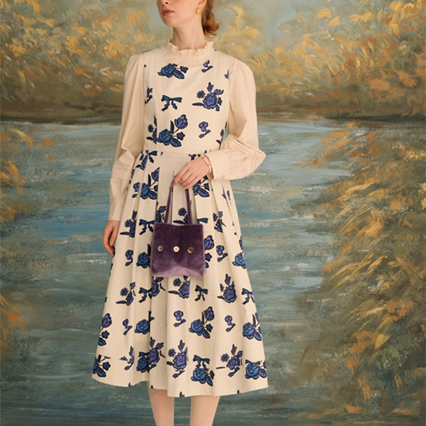 レース＆刺繍コットンブラウス 《Z00623》