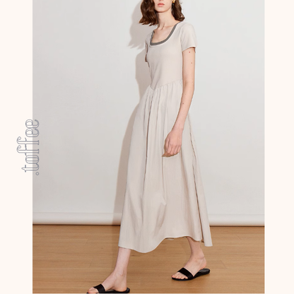 【2color】レイヤード風Uネックマキシワンピース《Z00923》